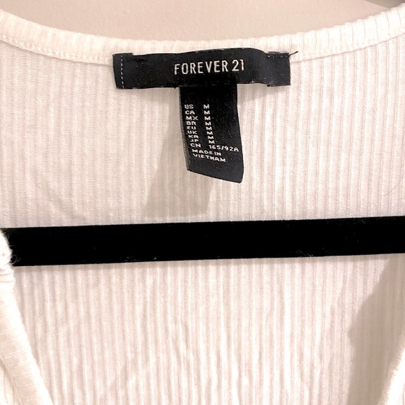 F21 White Henley Top - Picture 2 of 3